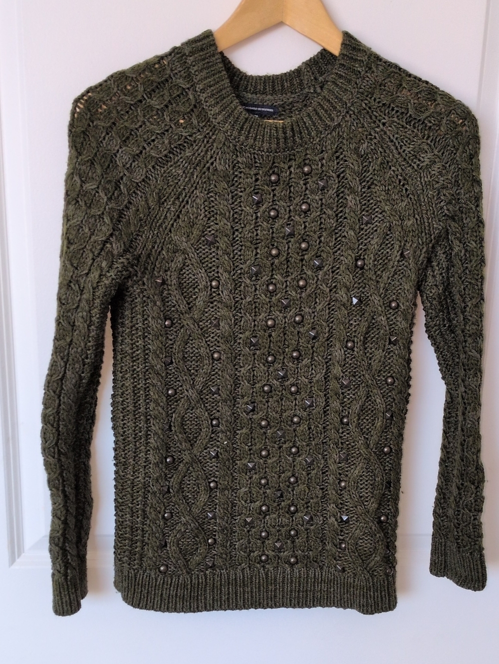 American Eagle Outfitters Dark Green Cable Knit Sweater